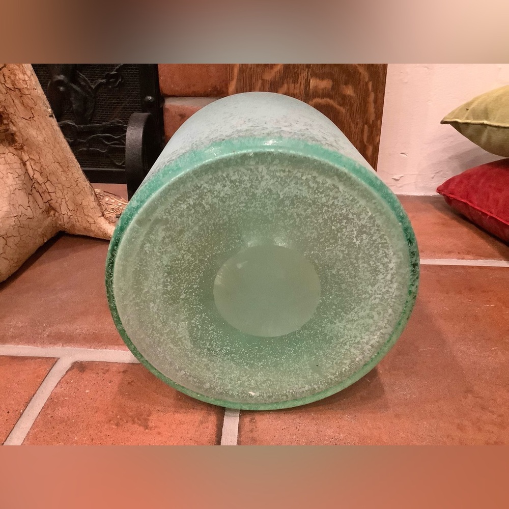 Large West Elm Waterscape Textured Sea Glass Glass Vase 12” New sea decor - Picture 2 of 3